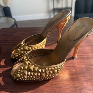 Gucci Gold Embellished Heels